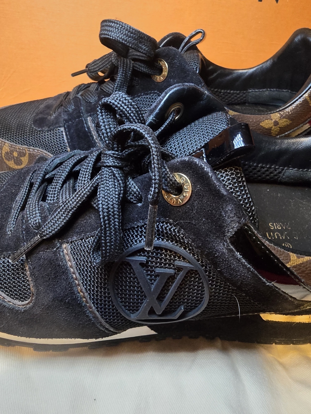 Louis Vuitton Men’s Black LV Logo Suede & Mesh Sneakers